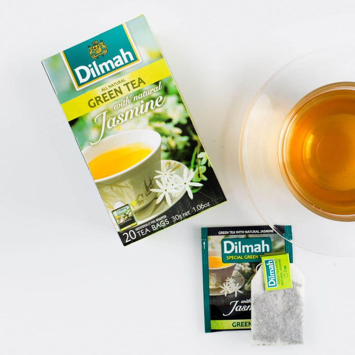 Dilmah Jasmine Green Tea 20 Individually Wrapped Foil Envelope Tea Ba